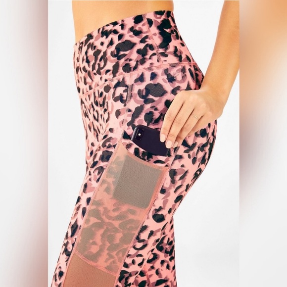 Fabletics Powerhold leggings: pink leopard print - Picture 2 of 6